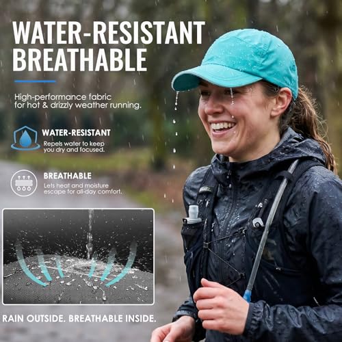 Image of Mens Waterproof Baseball Cap Womens Rain Hat Quick Dry Running Hat with Sweatband Outdoor Golf Breathable Sports Cap