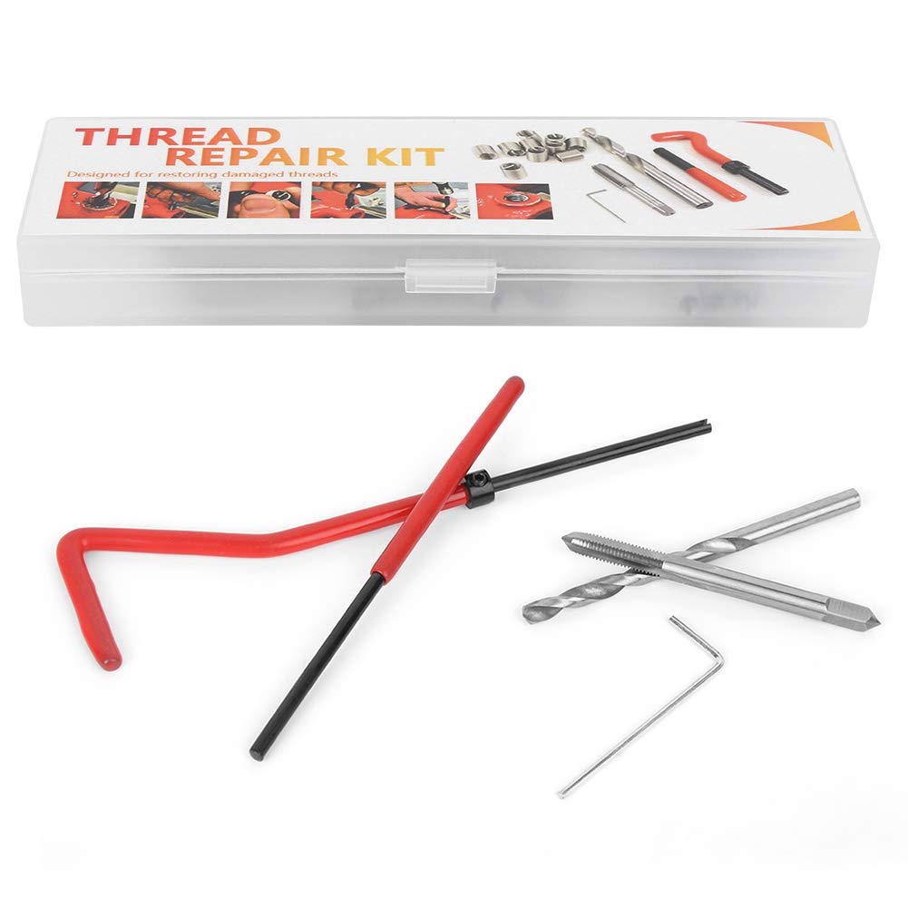 M4 Thread Repair Kit 25Pcs, Helicoil Restoring Thread Repair Tools M4 Metric Thread Repair Insert Kit with Transparent Plastic Box, for Auto Repairing