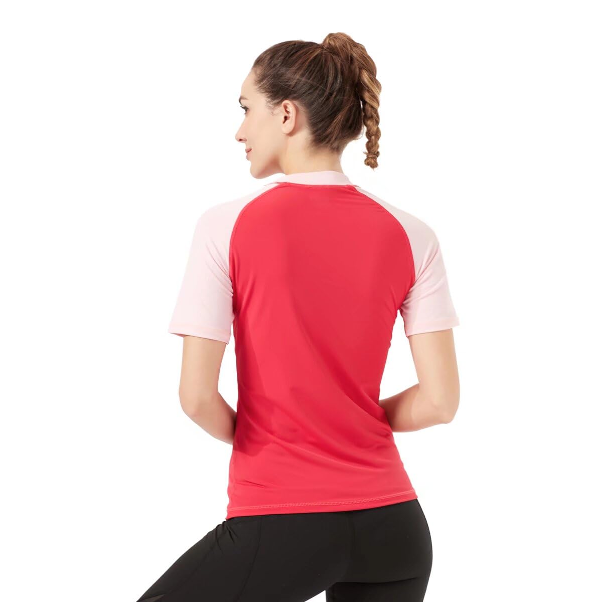 HMILES Camiseta de manga corta UPF para mujer, camiseta de surf de secado rápido para adultos, transpirable, manga raglán