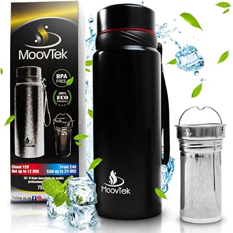 Botella de agua para infusión isotérmica de acero inoxidable MoovTek, 750 ml Cover