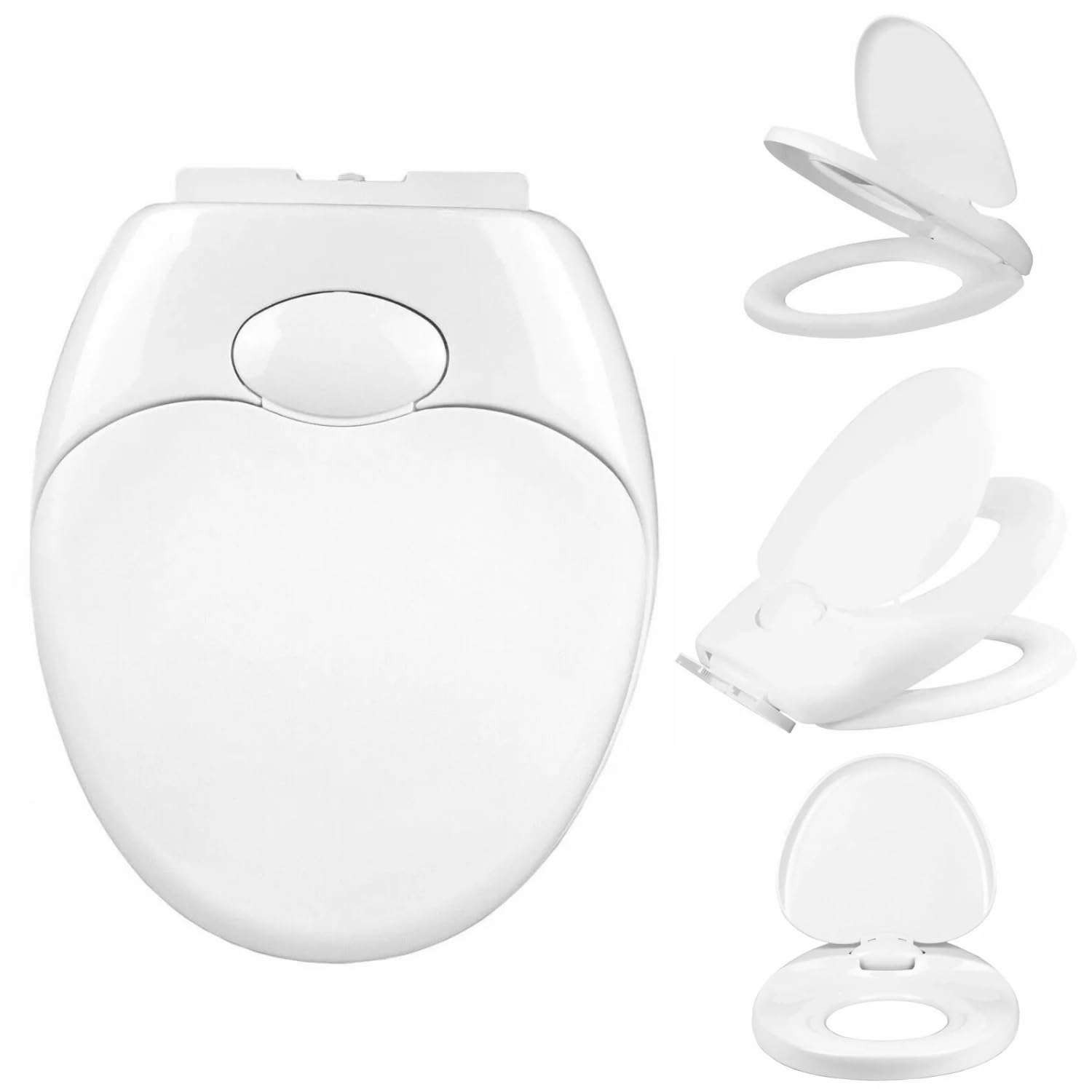Top Home Solutions® Family Toilet Seat with Child Seat Built in - Soft Close Toilet Seat White, Durable Heavy Duty Plastic, Easy to Clean and Install Oval Shape 2 in 1 Design for Bathroom