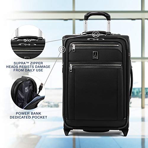Travelpro Platinum Elite-Softside Expandable Upright Luggage, Shadow Black, Carry-On 22-Inch