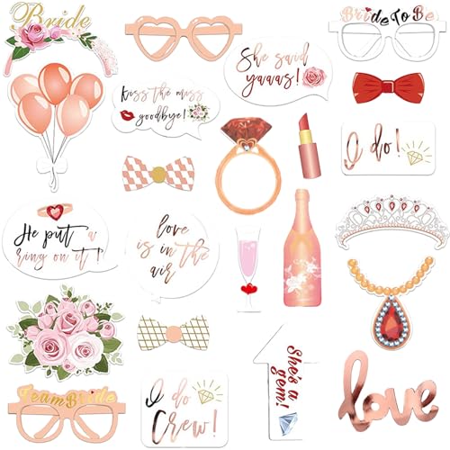 Tourima 23 Stück Rosa JGA Accessoires Frauen Bride to Be Deko, JGA Spiele Frauen für Jungesellinenabschied Braut, JGA Foto Accessoires und Bachelorette Party Accessories, Junggesellinnenabschied Deko