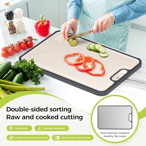Image of Titanium Cutting Board for Kitchen, Cutting Board Double Sided Food Grade, Pure Titanium /PP, Easy to Clean [18 inch*12.5 inch+15.5 inch*10.5 inch+12 inch*8.5 inch]