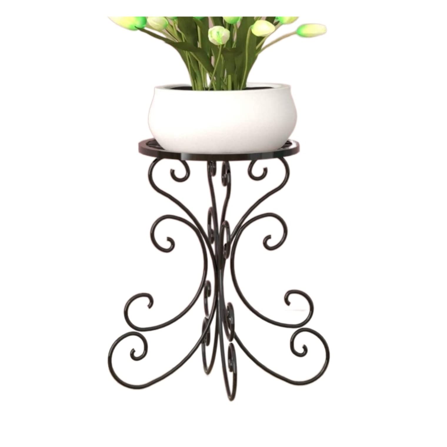 DFGHNBVC Iryze Plant Stand Plant Shelves Flower Holder Iron Flower Plant Stand Floor Plant Stand For Living Room Decor Garden Pot Holder Flower Stand Plant Shelf Plant Rack,Nero-25 * 34Cm