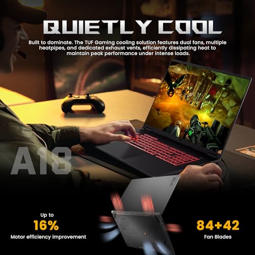 Image of ASUS TUF A18 18 inch WUXGA 144Hz Gaming Laptop, AMD Ryzen 7 260, NVIDIA GeForce RTX 5060 8GB GDDR7, 64GB DDR5, 5TB Storage(4TB SSD&1TB Docking), Backlit Keyboard, Copilot, Wi-Fi 6E, Win 11 Pro, Gray