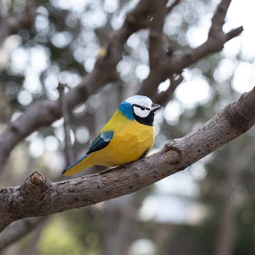 Figura de Madera Pájaro Herrerillo Eurasiano Hecha a Mano miniatura 5