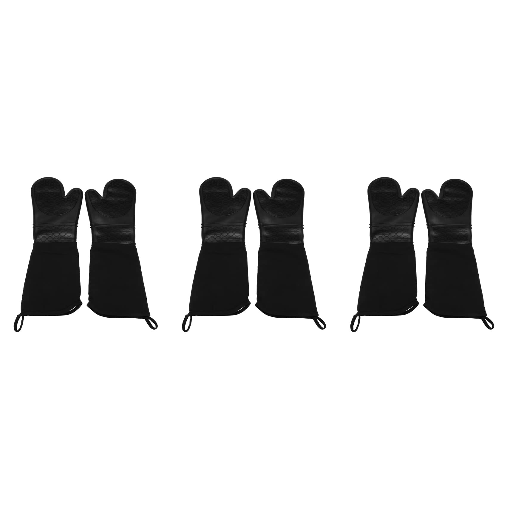 Hndhbfgrt Extra Long Silicone Oven Mitts Heavy Duty Commercial Grade Heat Bbq Gloves with Quilted Cotton Lining 6 Pack