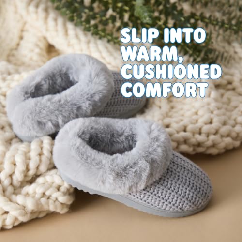 Image of Dearfoams Women's Memory Foam Cozy Soft House Slippers Gifts for Women Hannah Knit Clog House Shoes