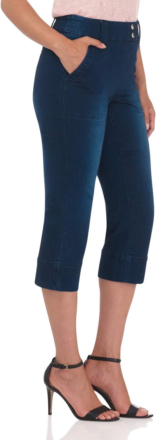 Rekucci Women's Secret Figure Denim Pull-On Easy Fit Jean Capri - Image 2