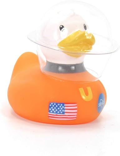 Juguete de baño de pato de goma Space (mini) de Bud Duck | Elegante embalaje de regalo – Una pequeña aleta para pato, una camilla gigante para la