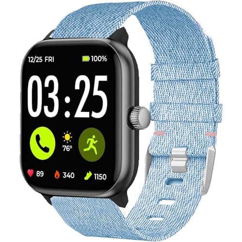 Bracelet Spade & Co Health Smartwatch 4 en nylon respirant bleu 22mm pour le sport