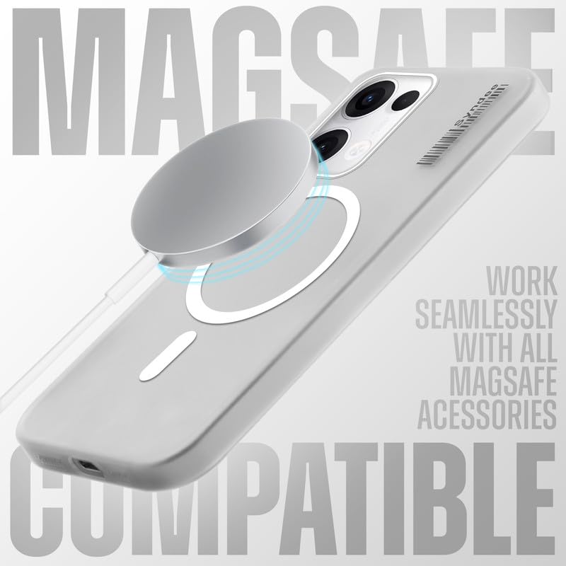 Image of Mr. Case Back Cover for Oppo Reno 13 5G Elegant Frosted White Translucent Back | Only Compatible with Wireless Magnetic Accessories | Anti-Scratch Shockproof Phone Case - White