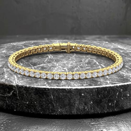 Image of 2 to 7 Carat Natural Diamond Tennis Bracelet for Women in 14K Gold (7 Inch) - IGI Certified (I1-I2 Clarity)