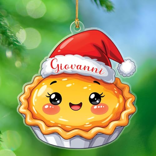 Customized Name Pumpkin Pie Acrylic Christmas Ornament, Pumpkin Pie Keepsake Decor 2025, Personalized Pastry Dessert Shape Ornament Gifts for Dad Mom Son Daughter, Custom Baked Pies Xmas Tree Decor