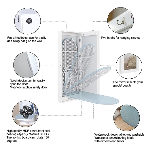Glscasa B0CGQZHBWD Slim 180° Swivel Ironing Board Cabinet With Magnetic Door, Foldable Wall Mount Ironing Board Cabinet thumb #5