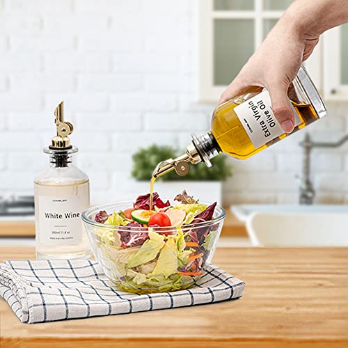 Combler Olive Oil Dispenser Bottle For Kitchen, 11.8Oz Coffee Syrup Dispenser For Coffee Bar Accessories, Cooking Oil Dispenser Set Of 2, Glass Bottles W. Automatic Gold Spout & 38Pcs Labels Gifts #TOP5