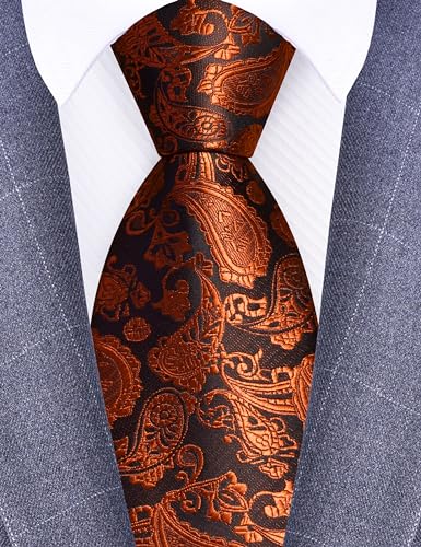 Image of GUSLESON 3.15 inch(8cm) Fashion Paisley Ties Mens Woven Jacquard Necktie for Wedding
