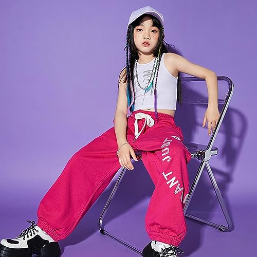 Image of Rolanko Girls' Jogger Pants Active Kids Sweatpants with Pocket Hip Hop Streetwear Trousers 4-14 Years