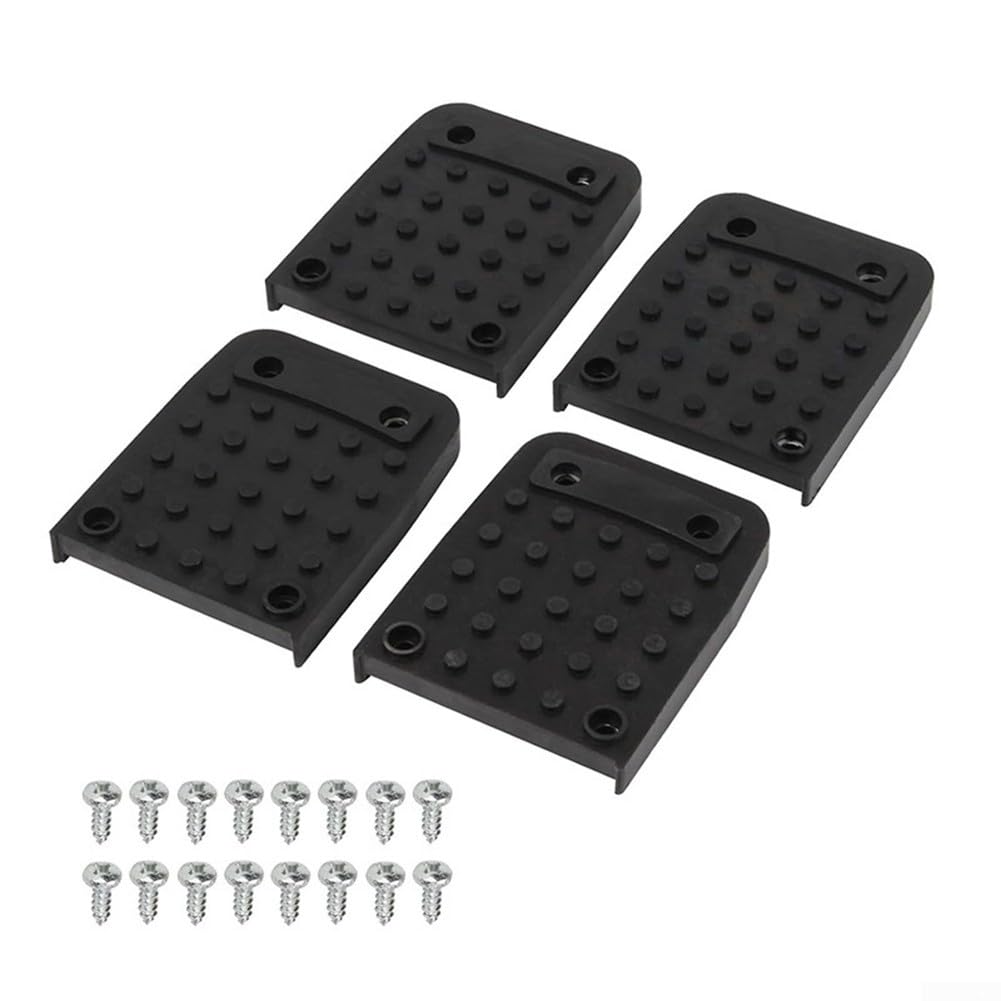 Lot de 4 coussinets antidérapants pour pieds d'échasses de cloison sèche avec 16 vis, chaussures de traction en caoutchouc pour la construction et une utilisation acrobatique, noir (10,5 x 8,4 x 1,2