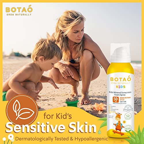 Botao Kid’s Mineral Sunscreen Foam Spray: Spf50 Broad Spectrum Uva Uvb, Children Or Kid’s Sunburn Protection, Zinc Oxide, 3.4 Oz (1-Pack) #TOP4