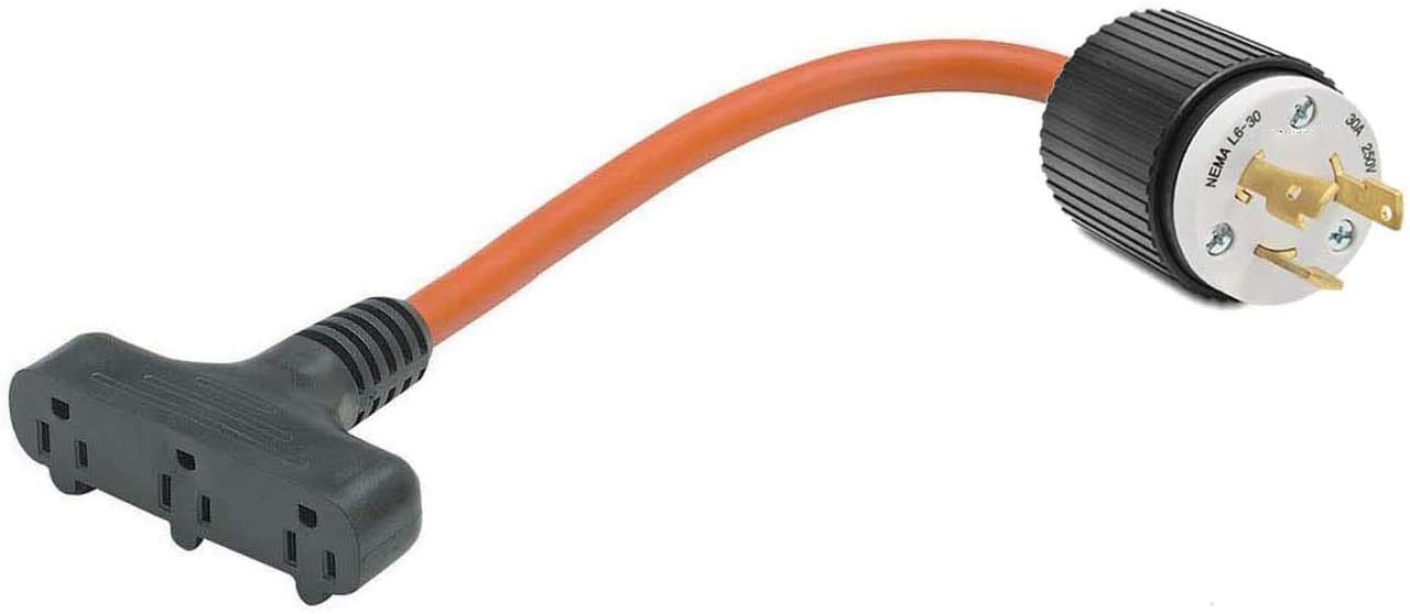 L6-30P Male 220V-250V Twist-Lock Plug To Standard 5-15R 3-Pin Wall