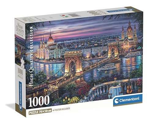 Clementoni Collection   Lights of The Danube, Puzzle 1000 Piezas para Adultos, Paisaje Nocturno de Budapest, Imágenes de Alta Definición, Materiales Sostenibles, 70 X 50 cm, 39779