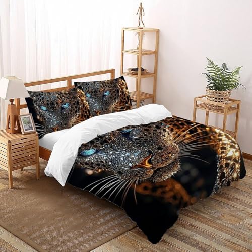 Housse de couette guépard imprimé 3D fermeture éclair 200x200 - 2