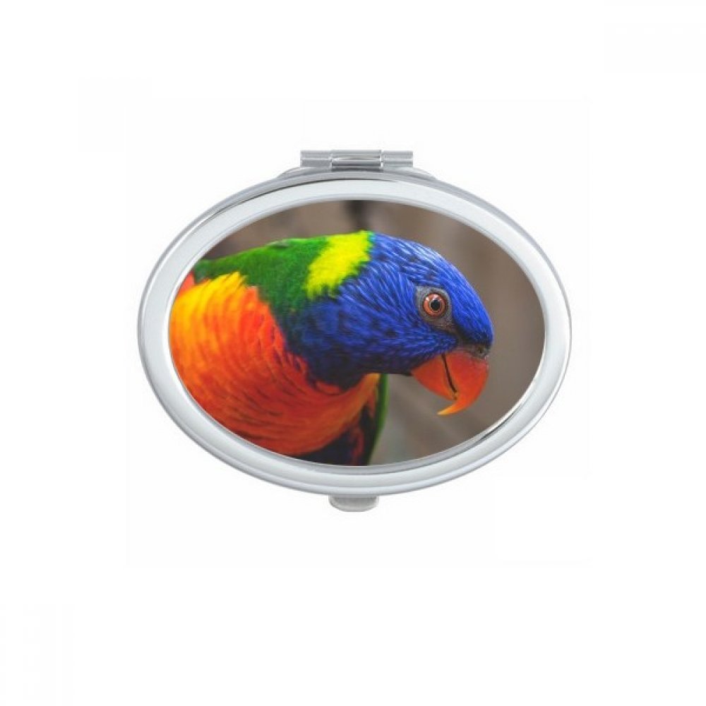 Miroir ovale de poche motif éléphant pour retouches maquillage nomades