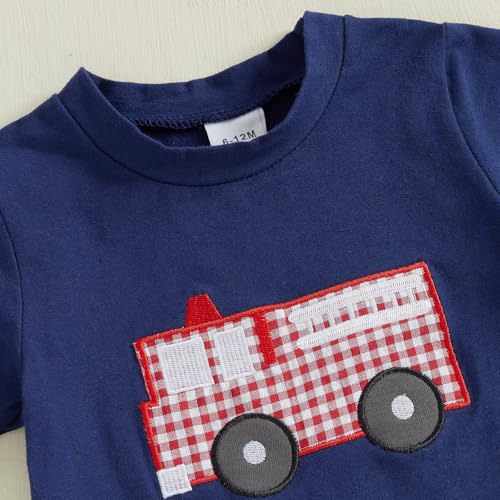 Image of 4th Of July Toddler Boy Outfit Popsicle American Flag T-Shirt and Gingham Plaid Shorts Set Independence Day Clothes