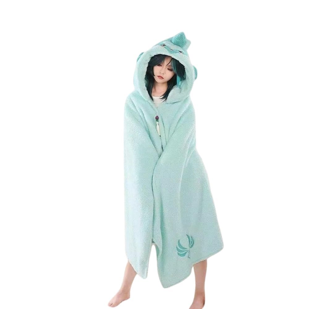Genshin Impact Anime Wearable Blanket - Fluffy Hooded Blanket For Cosplay & Home (One Size, 39.4x59.1 In) - View #10