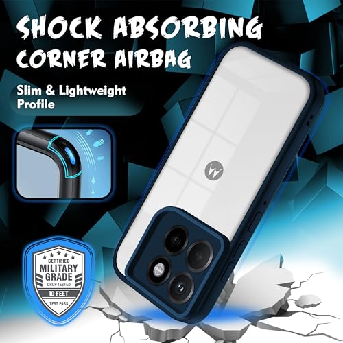 Image of V-TAN Back Cover for Motorola Edge 60 Pro 5G, Transparent Clear Case Compatible with Motorola Edge 60 Pro, TPU, Camera Protective, Scratch Resistant Shockproof Mobile Cover with Anti-Slip Grip (Blue)