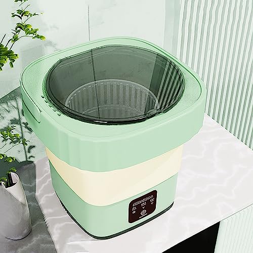 折りたたみ洗濯機 ミニポータブル衣類洗濯機と乾燥機 タッチスクリーンと排水バスケット付き小型バケツ洗濯機 下着、ベビー服、キャンプ、アパート、RV旅行用 (Color : Green)