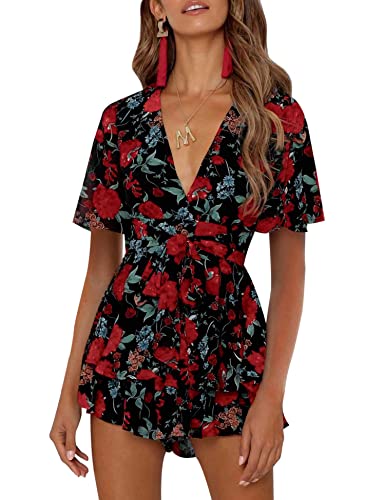 Mameluco AIMCOO floral con cuello en V para estilizar la figura femenina con comodidad