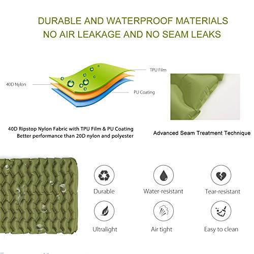 Almofadas de dormir infláveis para gatos noturnos com travesseiro e bolsa de ar para acampamento, mo