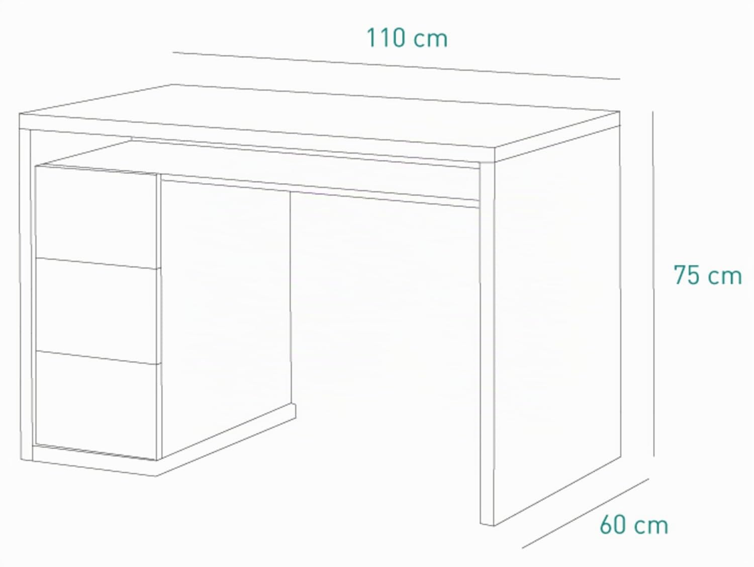 COMPOSAD | Scrivania della Linea MONETA con 3 Cassetti e 1 Vano, Scrivania PC, Scrivania con Cassetti, (LxAxP) 110x75x60 cm, Colore Bianco Laccato, Made in Italy