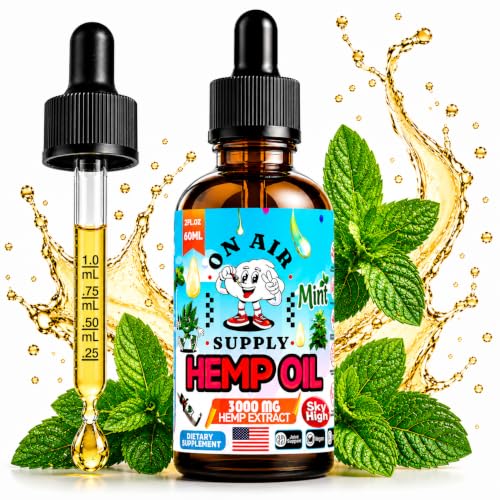 Hemp Oil 3,000mg – 2 fl oz (60ml) - Mint Flavor, Omega...