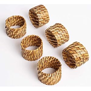 6 stuks bamboe servetringen als tafeldecoratie voor de eettafel voor servetten van stof in zilver en goud of voor stoffen servetten op een tafel set van hout