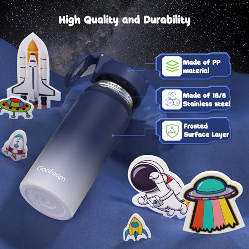 Gonfoam Botella de Agua para Niños 16oz, Pack de 2, Taza Aislada de Acero Inoxidable miniatura 6