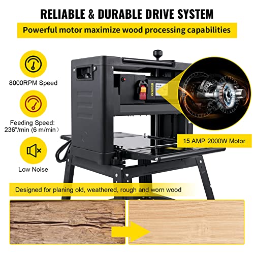 Vevor HOBELBLÄTTERM1B-LS-3301 Thickness Planer 13-Inch Benchtop Planer 2000W Wood Planer 8000 Rpm Woodworking Planer 15 Amp Wood Planer Foldable 6M/Min Planing Speed thumb #2