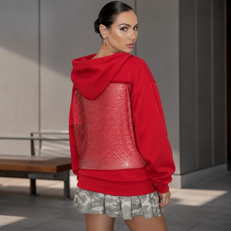 Image of Women's Hooded Sweatshirt with Mesh Back Panel | Full Sleeve Casual Hoodie for Winter & Streetwear
