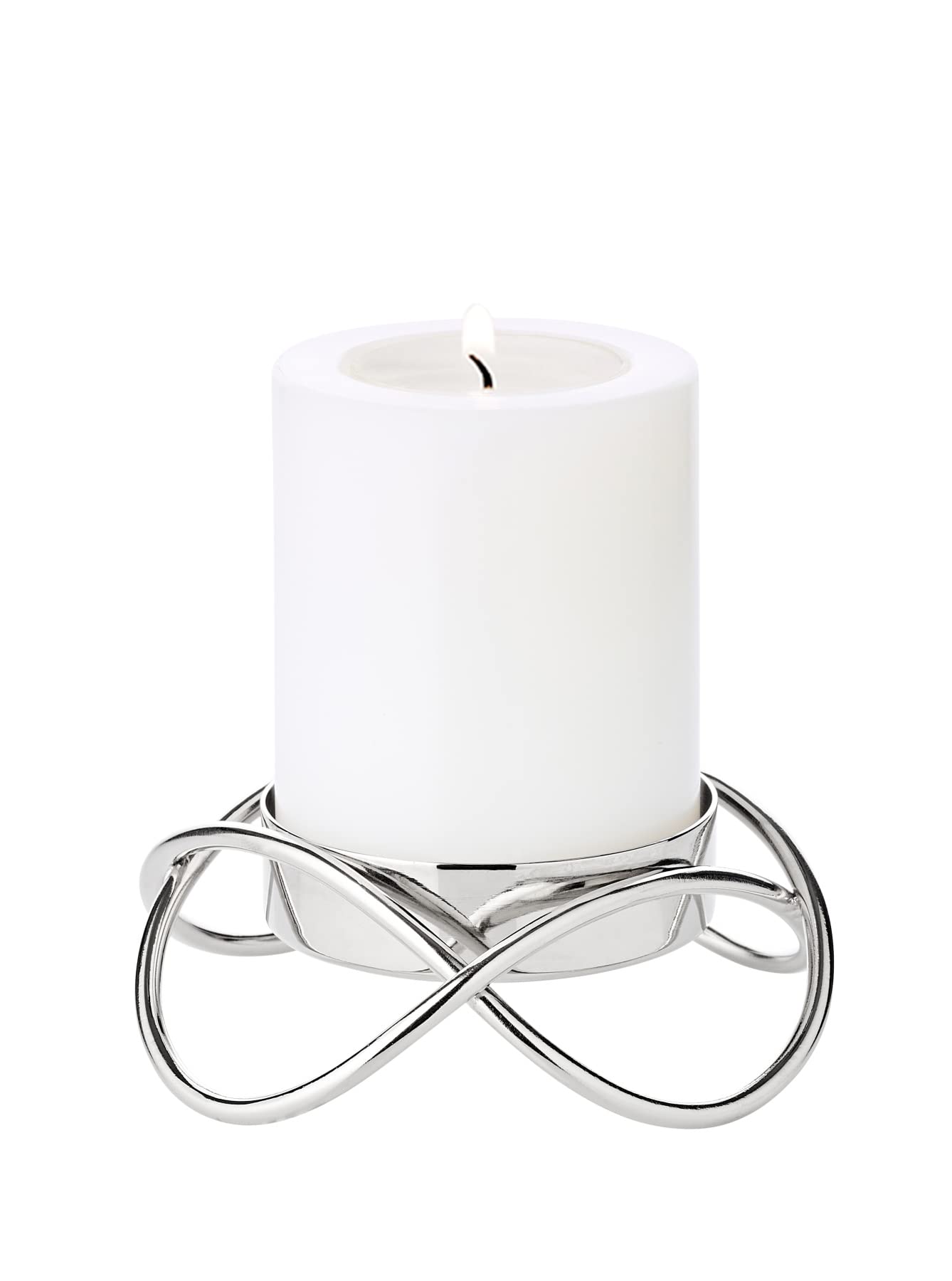 EDZARD Set di 2 candelieri Bastia S, acciaio inox lucidato a specchio, diametro 10 cm, altezza 3 cm, per candele a pilastro diametro 6 cm, ideale per portacandelite Cornelius di EDZARD