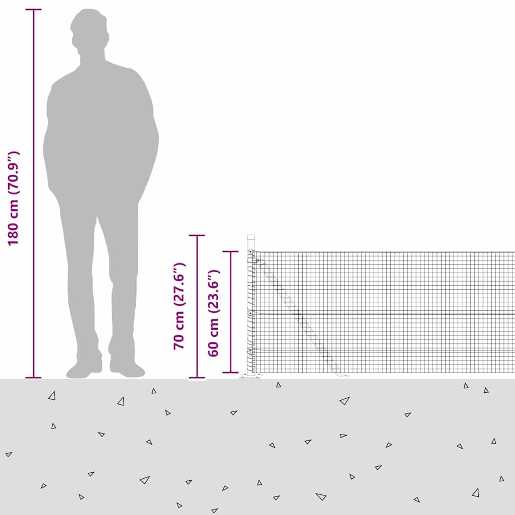 Pannello di recinzione saldato con fondazione in cemento, 50 x 0,6 m, in acciaio verniciato a polvere, per giardino, terrazza, protezione dalle intemperie e recinzione sicura