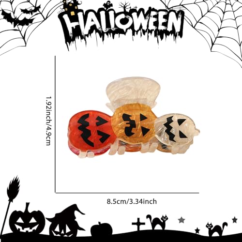 Pinza para cabello de calabaza Halloween naranja miniatura 2
