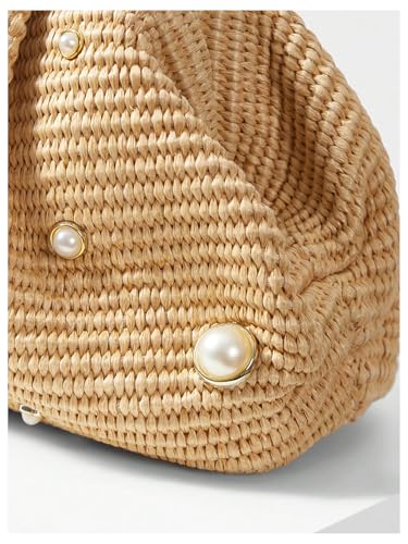 Image of QWINEE Women's Woven Evening Bag Dumpling Clutch Purse No Strap Handbags Elegant Faux PU Leather Clutch Bag
