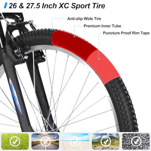 HILAND 26 27 Inch Mountain Bike, Mens Womens MTB with 18