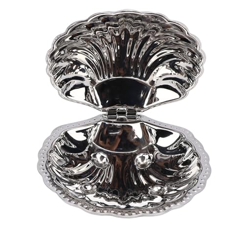 Bandeja decorativa para joyería Jectse con diseño de concha plateada premium 4
