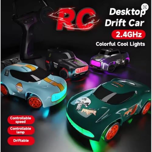 Image of Amitasha 1:64 Scale Mini RC Drift Car Remote Control Car with LED Lights & Speed Mode, 2.4GHz Stunt Drifting Car Toy, Hobby Gifts for Kids & Adults