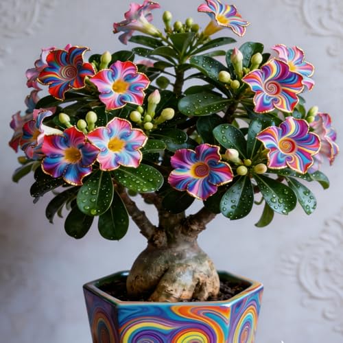 Rare Desert Rose Plant Live Succulent | Low Maintenance Flowering Plant for Indoor & Outdoor Home Garden Decor (1)