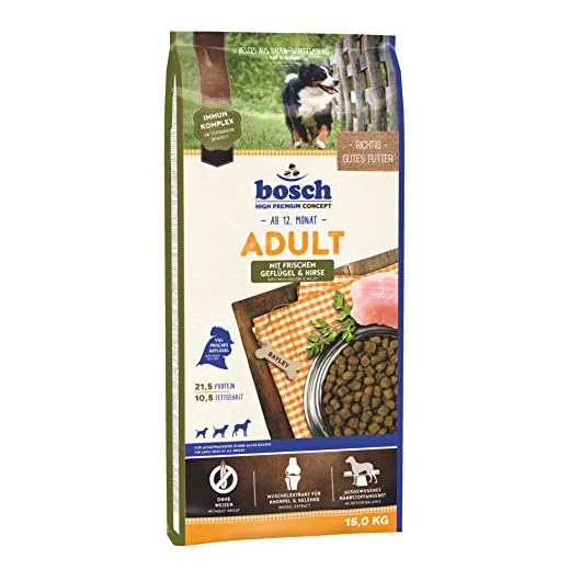 bosch HPC Adult con ave fresca y mijo | Alimento seco para perros adultos de todas las razas | 1 x 15 kg